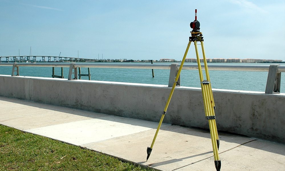 A laser level on a tripod